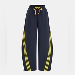 Striped Drawstring Curved-leg Sweatpants